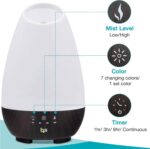 HealthSmart 500ML Essential Oil Diffuser for Large Rooms, Cool Mist Humidifier and Aromatherapy Diffuser, Adjustable Timer, Mist Mode and 7 LED Light Colors, White (Pack of 1) - Image 6