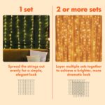Twinkle Star 300 LED Curtain String Lights, 8 Modes Plug in Fairy Lights for Bedroom,Wedding,Party,Birthday, Hanging Twinkle Light for Indoor Outdoor Wall Window Backdrop Decoration, Warm White - Image 7