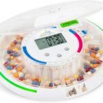 Live Fine Automatic Pill Dispenser with 28-Day Electronic Medication Organizer, 6 Dosage Templates, Easy-Read LCD Display, Sound & Light Alerts & Key for Prescriptions, Vitamins, Supplements & More
