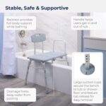 Drive Medical 12011KD-1 Tub Transfer Bench For Bathtub, Height Adjustable Shower Bench with Backrest, Shower Seat Shower Chair Bath Chair for Elderly, Seniors, Arm Support for Transfer, 400 Weight Cap - Image 3