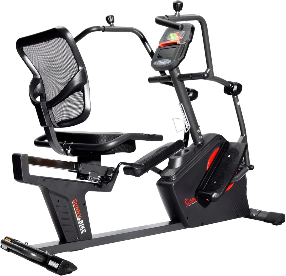 Sunny Health & Fitness Elite Recumbent Cross Trainer & Elliptical Machine with Arm Exercisers for Home Arm/Leg Training, Easy Adjust Seat & Mesh Backrest, Free SunnyFit App Bluetooth Connectivity - Image 7