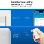 Lutron Diva Smart Dimmer Switch Kit for Caseta Smart Lighting, w/ Smart Hub, Pico Remote, & Pedestal, Works with Alexa, Apple Home, and Google Home, 3 Way, 150W, No Neutral Req, DVRF-BDG-1D-A - Image 3