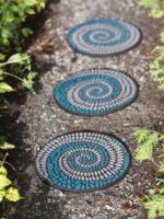 Gardener's Supply Company Recycled Rubber Swirl Stepping Stone for Garden Walkway | Outdoor Patio Décor & Lawn Pathway Landscaping | 12" Diameter x .75" H
