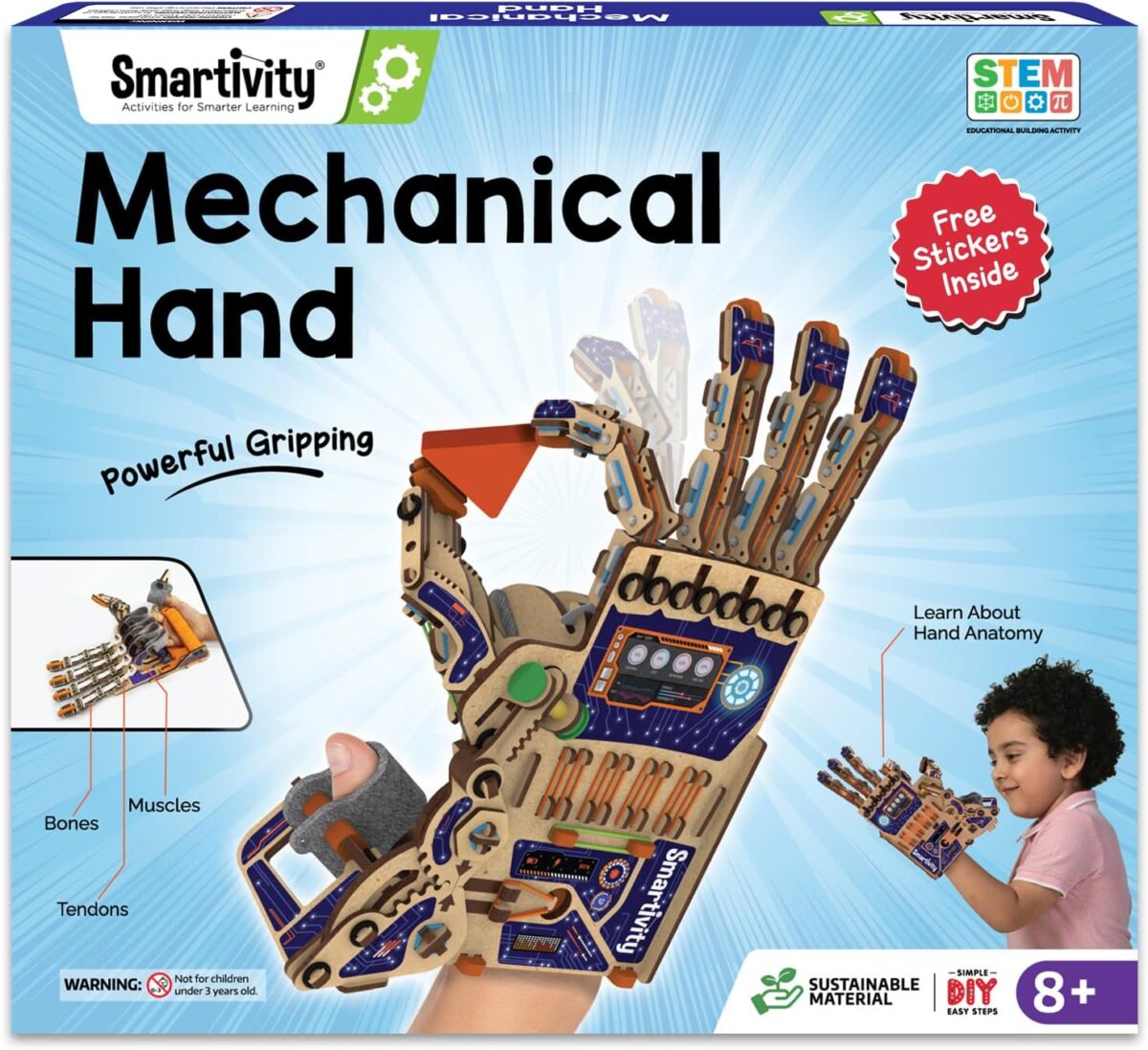 Smartivity DIY Robotic Mechanical Hand STEM Toy for Kids 8-9-10-11-12-13-14 Years Old | 2024 Parents Choice Award Winner I Birthday Gift for Boys & Girls | Engineering Kit for 8-14 Years Old - Image 1