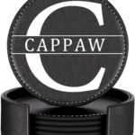 Personalized Leather Coaster for Drinks, Custom Coffee Coasters Set of 6, Customize Cup Coasters with Monogram Engraved, Wedding Gifts