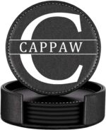 Personalized Leather Coaster for Drinks, Custom Coffee Coasters Set of 6, Customize Cup Coasters with Monogram Engraved, Wedding Gifts