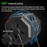 Hourleey Compost Bin Outdoor, 43 Gallon Dual Chamber Tumbling Composting Bin with Sliding Doors, Tumbler Rotating Batch Composter Bin for Garden Kitchen Yard - Image 3