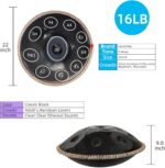 Handan 432HZ,10 Sounds 22 Inches D Minor Handpan Drum,Prremium Steel Hand Pan Instrument for Adults,Classic Black - Image 5