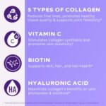 Vital Vitamins Multi Collagen Plus - with Biotin, Hyaluronic Acid, Vitamin C - Type I, II, III, V, X - for Women & Men - Hair, Skin, Nails Beauty Complex - 150 Capsules - Image 4