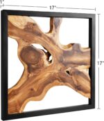 JOLLYMER Live Edge Teak Wood Wall Decor, Rustic Wooden Wall Art, Handcrafted Home Decoration for Living Room Bedroom Office, 17"x17" Black Frame - Image 2