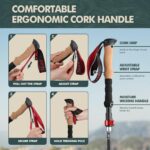 GPTCAMP Nordic Walking Stick, TPZ-1, 2pc Folding Collapsible Hiking Poles with Metal Quick Lock, Cork Handle, Lightweight 7075 Aluminum Trekking Poles for Seniors Women Men Hiking Gear - Image 2