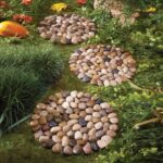 Garden Stepping Stones Outdoor,Pebble Stepping Stones for Garden Walkway,Decoration Polished River Rock for Yard, Pathway,Landscaping, 9 inch Round Decorative Stone Sheet Set 6pcs - Image 2
