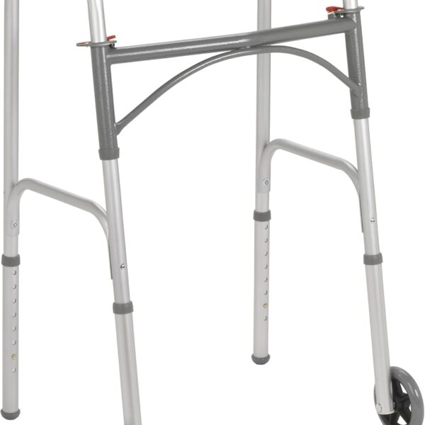 Drive Medical 10244-1 Two Button Folding Steel Walker, Grey
