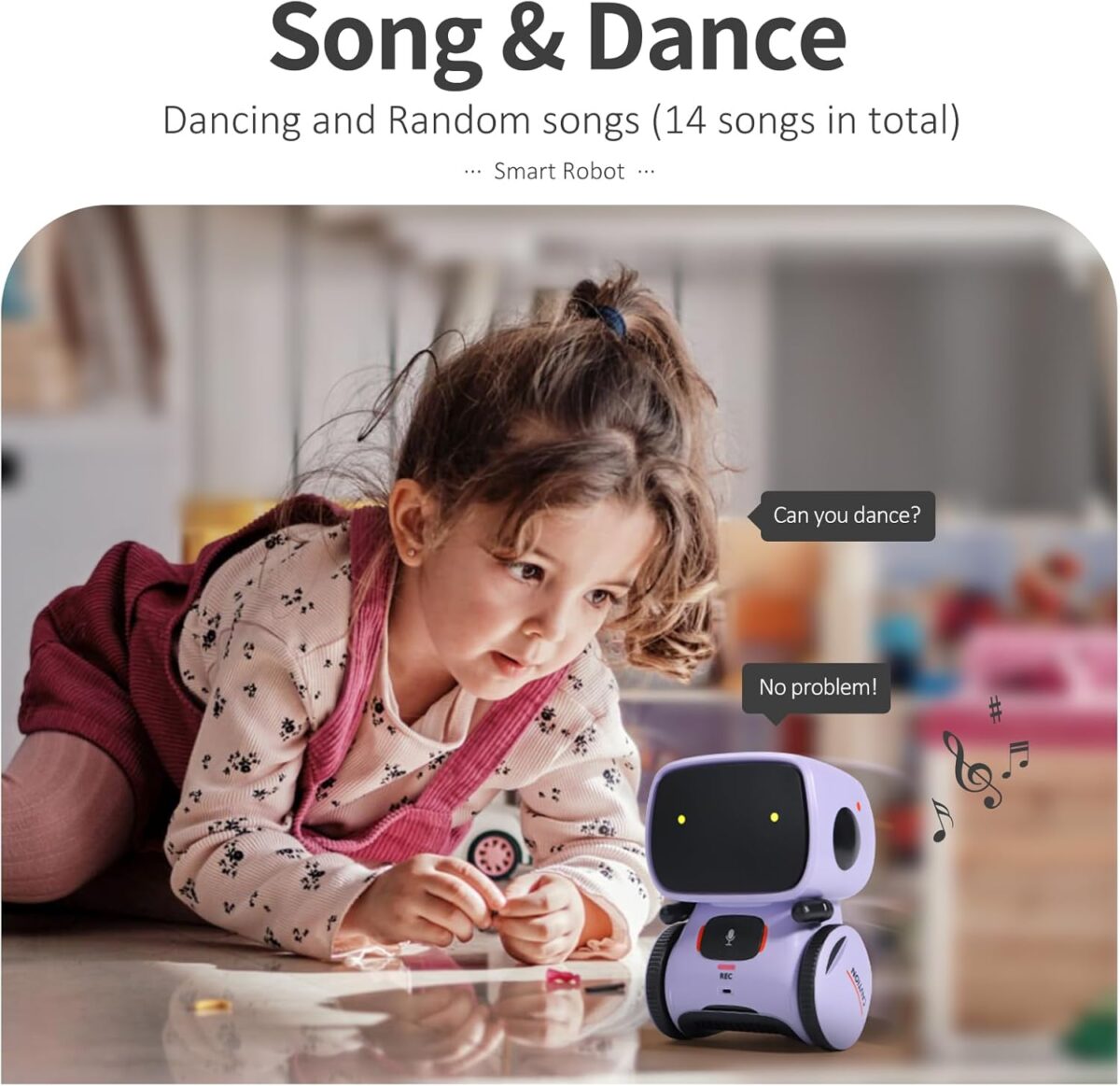 GILOBABY Kids Robot Toys, Interactive Robot Companion Smart Talking Robot with Voice Control Touch Sensor, Singing, Dancing, Recording, Repeat, Birthday Gifts for Girls Ages 3+ Years (Purple) - Image 7