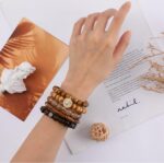 Bohemian Natural Stone Beaded Bracelets for Women Men Stackable Stretch Beads Bracelet Set with Charm and Tassel Multilayered Elastic Gemstone Bracelets Summer Beach Boho Jewelry Gift for Women - Image 5