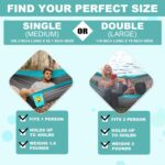 SZHLUX Camping Hammock Double & Single Portable Hammocks with 2 Tree Straps and Attached Carry Bag,Great for Outdoor,Indoor,Beach,Camping,Light Grey / Sky Blue - Image 2