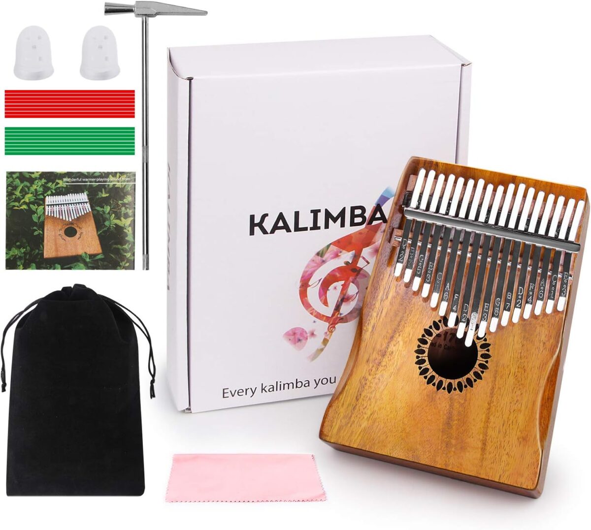 Kalimba Thumb Piano 17 Keys, Portable Mbira Finger Piano Gifts for Kids and Adults Beginners Wood - Image 8