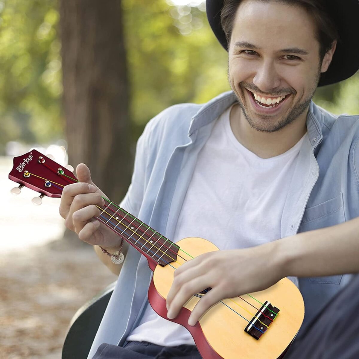 Everjoys Soprano Ukulele Beginner Pack-21 Inch w/Rainbow String Free Online Lesson Gig Bag Fast Learn Songbook Digital Tuner Pick All in One Kit - Image 7