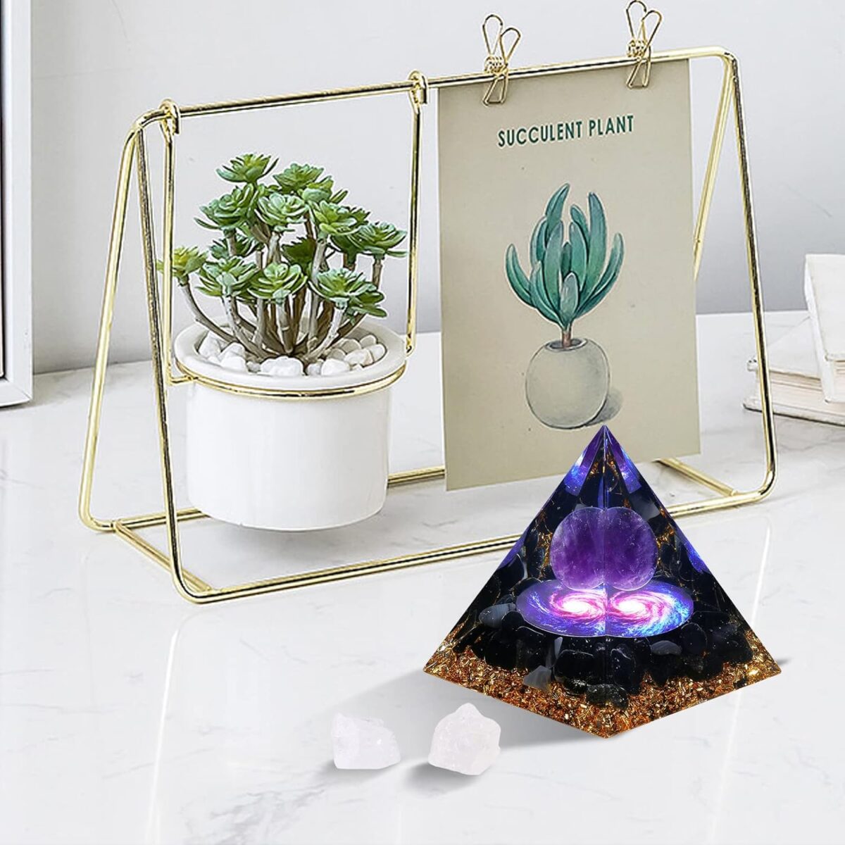 Hopeseed Orgone Pyramid for Positive Energy, Orgonite Amethyst&Obsidian Healing Crystal Pyramids for Reduce Stress Chakra Reiki Healing Meditation Attracts Lucky and Success - Image 7