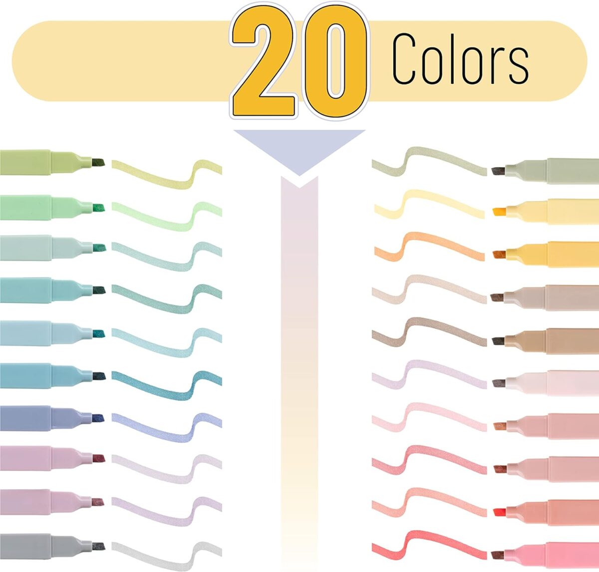 Mr. Pen- Aesthetic Highlighters, 20 pcs, Chisel Tip, Pastel Colors, No Bleed Bible Highlighter Pastel,Assorted Colors, Christmas Gifts - Image 2