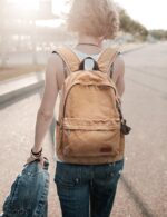 Muzee Canvas Backpack Lightweight Travel Daypack Student Rucksack Laptop Backpack - Image 5