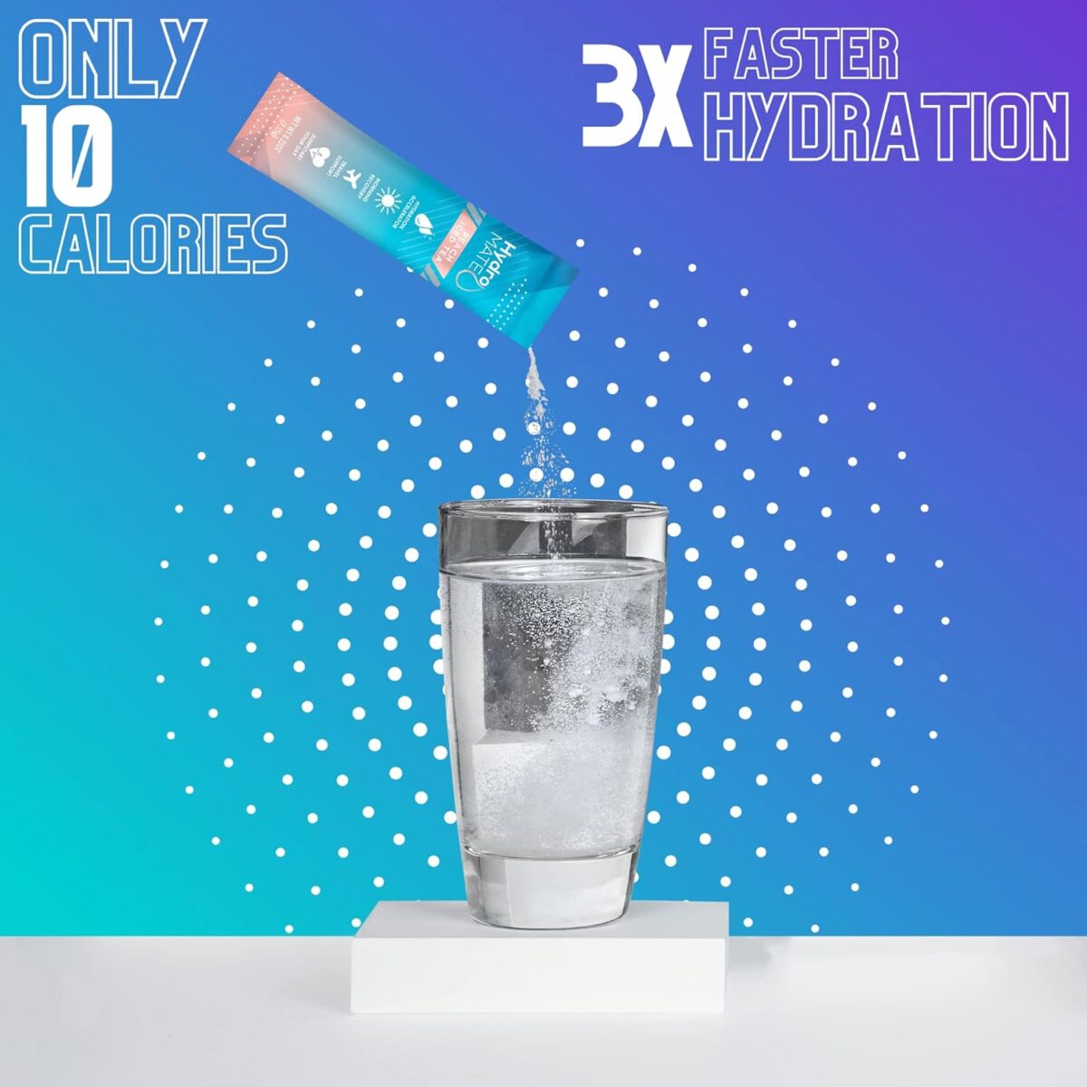 HydroMATE Electrolytes Powder Packets Low Carb Hydration Accelerator Drink Mix Party Relief Plus Vitamin C Variety Pack 16 Sticks - Image 6