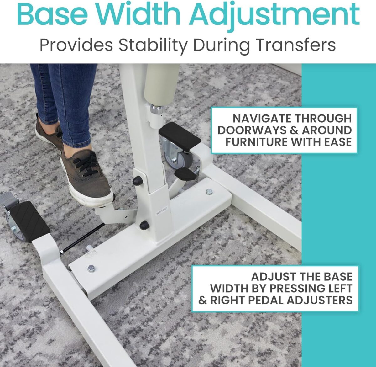 Vive Hydraulic Patient Lift for Home Use with Sling - Portable, Medical Patient Transfer Lift System - Sit to Stand Lift Assist for Elderly - Floor & Fall Elderly Lift - for Car, Wheelchair & Bed - Image 8