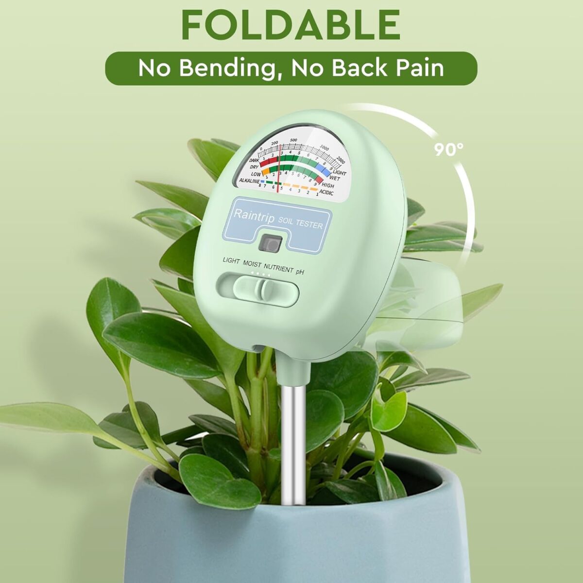 Soil Moisture Meter, 4-in-1 Moisture Meter for Plants, Tester for Moist, Light,Nutrients, pH, Soil Test Kit, Great for Garden, Lawn, Farm, Indoor & Outdoor Use, No Battery Required - Image 3
