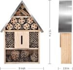 Wooden Mason Insect Bee Butterfly House,Insect Hotel,an Outdoor Hanging Bamboo Habitat for Bee Butterfly Ladybugs Live,Bee Box,Butterfly Habitat for Garden,9 x 15.7 x 2.5 Inch - Image 6