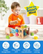 Coogam Wooden Montessori Toys for Toddlers, Shape Sorting Cube Whack Mole Fine Motor Skills Game for Year Old 18 Month+ Baby Boys Girls Gift - Image 4