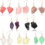 8 Pairs Handmade Crystal Drop Earrings for Women Natural Raw Amethyst Dangling Earrings Healing Crystals Earrings Sets