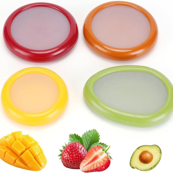Winb Set of 4 Reusable Fruit and Veggie Savers - Ideal for Avocados, Tomatoes, Apples, Garlic, Onions, and More