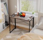 Coavas Small Folding Desk 31.5 inch Foldable Computer Desks, Spaces Saving Writing Table for Bedroom, Home Office, Dorm, Apartment, Kids, Adults, Brown - Image 9