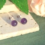 Natural Amethyst Earrings Sterling Silver - 6mm Amethyst Gemstone Stud Earrings, Purple Healing Crystal Earrings Handmade Birthstone Jewelry Valentine's Day Gifts for Her - Image 7