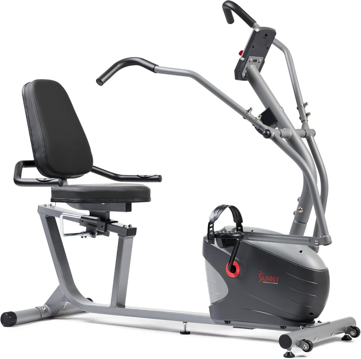 Sunny Health & Fitness Compact Performance Recumbent Bike w/Dual Motion Arm/Leg Exercisers for Senior Home Training w/Quick Adjust Seat & Optional Exclusive Free SunnyFit App Bluetooth Connectivity - Image 7