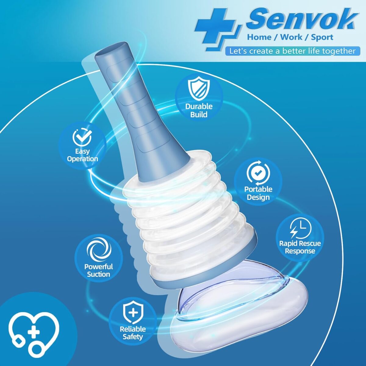 Senvok FSA HSA Choking Rescue Device, Choking Device for Kids and Adults, Portable Airway Suction Device, Choking First Aid Device for Home & Travel - Image 5