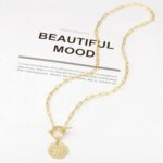 Aobei Pearl 18K Gold Moon Star Lion Evil Eye Love Heart Pendant Necklace Medallion Paperclip Chian Choker Layering Jewery for Women - Image 6