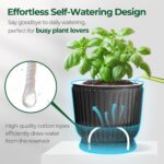 T4U 4.8 Inch Self Watering Plant Pot, 4 Pack Self Watering Pots, Self Watering Planter with Reservoir, Small Self Watering Pots for Indoor Plants, African Violets (4 Pack 4.8", Translucent Gray) - Image 4