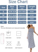 ZMPSIISA Women's Summer Off The Shoulder Maxi Dress Ruffle Strapless Blue White Porcelain Boho Casual Loose Long Dresses - Image 4
