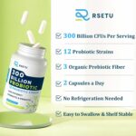 Probiotics for Women Men: 300 Billion CFU Probiotic High Potency + 12 Strains Organic Probiotics with Prebiotics, Daily Probiotic Supplement for Digestive, Gut, Immune and Bloating Health, 60 Capsules - Image 3