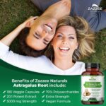 Zazzee Extra Strength Astragalus Root 20:1 Extract, 5000 mg Strength, 70% Polysaccharides, 180 Vegan Capsules, 6 Month Supply, 100% Vegetarian, Standardized and Concentrated 20X Extract, Non-GMO - Image 3
