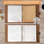 Photo Album 4x6 200 Photos, Genuine Leather Photo Albums with Writing Space with 30 Writing Paper, Travel Family Wedding Kids Graduation Ultrasound Baby Picture Album Scrapbook Photo Album (Simple)1 - Image 6