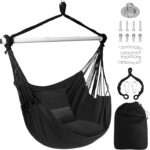 Hanging Chair Indoor Swing, Max 500 Lbs, 2 Cushions Included, Steel Spreader Bar with Anti-Slip Rings, Indoor/Outdoor Use, Side Pocket, Boho Style