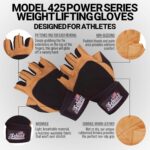 Schiek Sports Model 425 Power Series Weight Lifting Gloves - Leather Gym Gloves with Padded Palms - Image 4