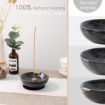 Incense Holder, Beautiful Natural Marble Incense Burner for Meditation, 9 Incense Holes Suitable for Most Incense Types (Black) - Image 5