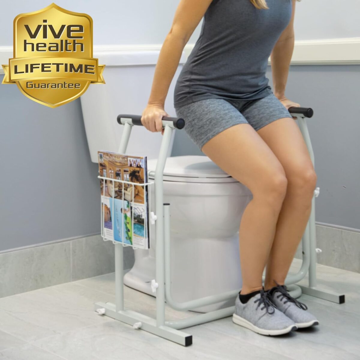 Vive Toilet Safety Frame with Arms (FSA/HSA Eligible) - Toilet Safety Support Rail for Seniors - Toilet Bar with Handles for Elderly, Handicapped & Disabled - Bathroom Assistance Aid to Help Stand - Image 9