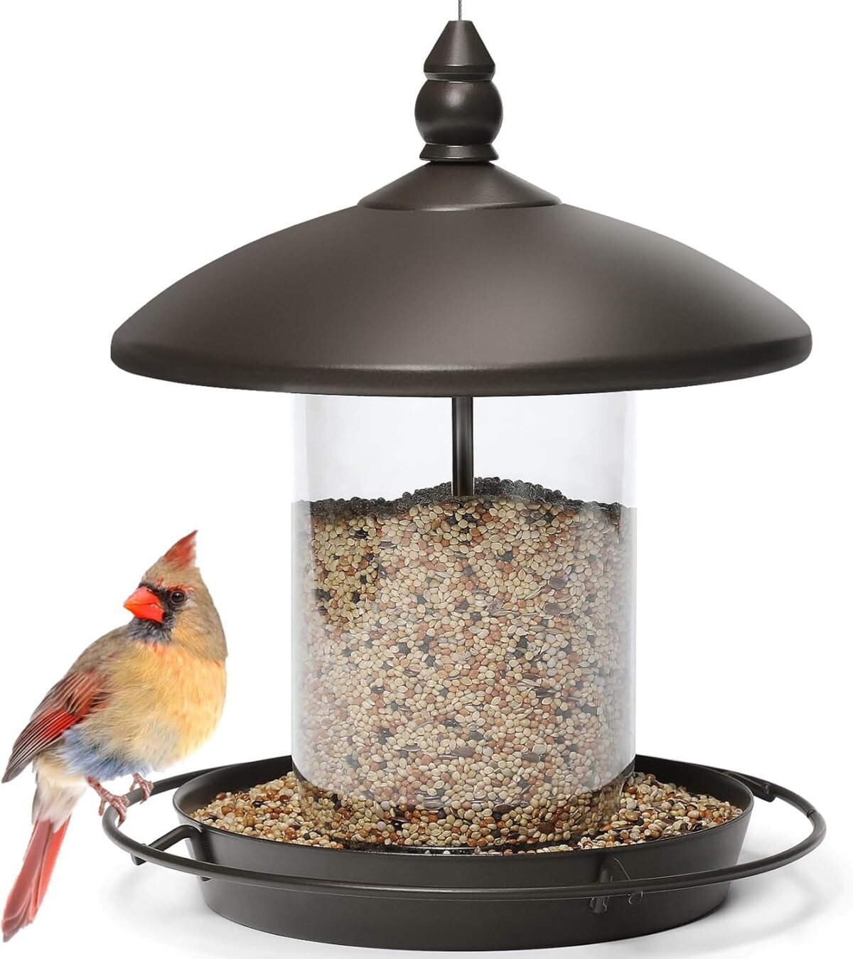 Metal Roof Bird Feeder - Chew Proof for Outdoor Hanging Wild Bird Seeds. Bronze - Image 1