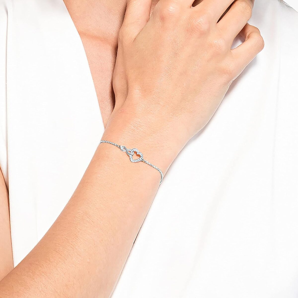 Swarovski Infinity Heart Jewelry Collection, Necklaces and Bracelets, Rose Gold & Rhodium Tone Finish, Clear Crystals - Image 5