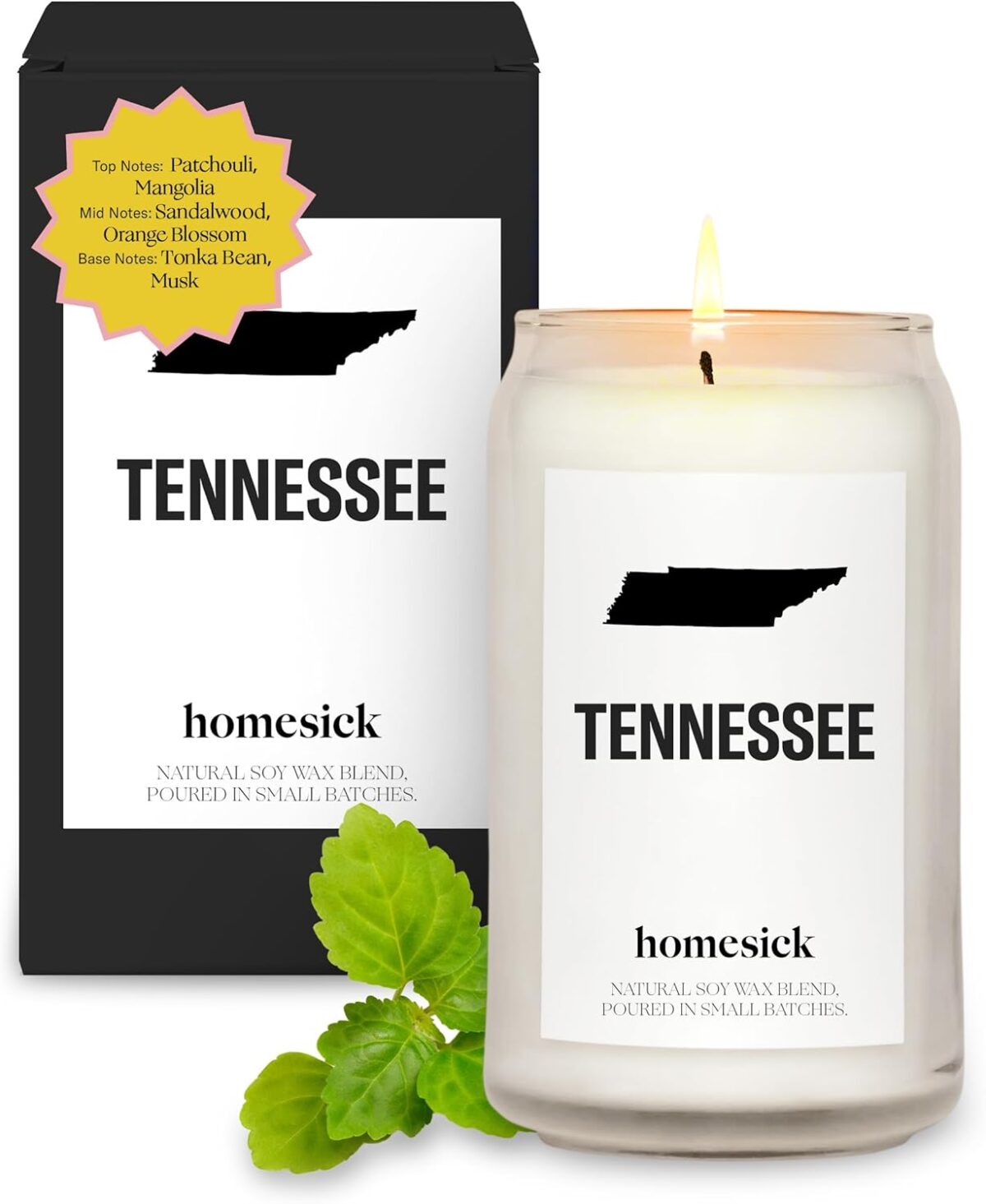Homesick Scented Candles for Home (Tennessee) - 13.75 oz Long-Lasting Soy Wax Jar Candle for Women & Men for All Occasions, 60-80 Hours Burn Time - Notes of Patchouli, Sandalwood & Tonka Bean - Image 1