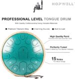 Steel Tongue Drum - 13 Inches 15 Notes Tongue Drum - Hand Pan Drum with Music Book, Handpan Drum Mallets and Carry Bag, D Major (Malachite Green) - Image 3